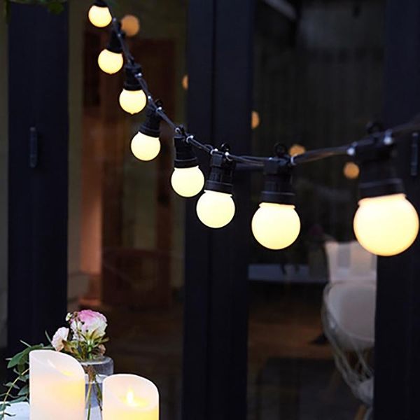 Cuerdas Globo Bombilla Luces de cadena IP65 Impermeable Conectable para exteriores San Valentín Navidad Vacaciones Guirnalda Café Decoración LED LED