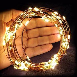 Cuerdas Goodland LED Cadena de luces USB Fairy 5M 10M Alambre de plata para boda Navidad Garland Gerlyanda Holiday DecorationLED