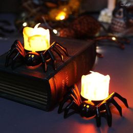 Cuerdas Halloween araña negra luz de té LED Tealight fiesta decoración espeluznante sin llama pequeña vela de calabaza decoración del hogar