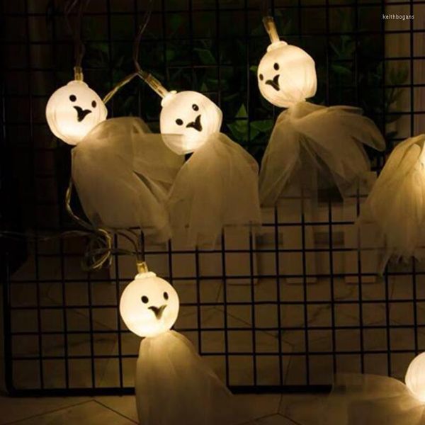 Cuerdas Halloween fantasma LED cadena luces esqueleto tela mueca con batería para fiestas festivales