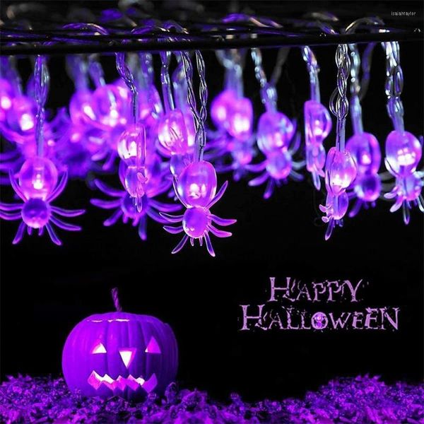 Cuerdas de Halloween Horrible araña estilo luz 10/20/40LED alimentado por batería luces de cadena Led para decoraciones de patio de fiesta