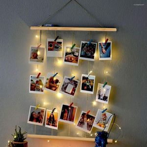 Strings Handgemaakte Houten Trekkoord Verlichte Po Hanger Clips String Opknoping Led Collage Muur Display Clip Frame Licht P J5N0