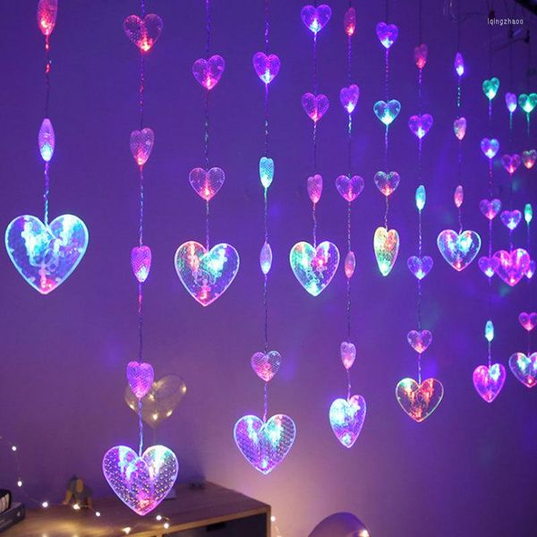 Cordes en forme de coeur rideau lumineux saint valentin fée chaîne lumières guirlande extérieure pour fête maison année de mariage décor