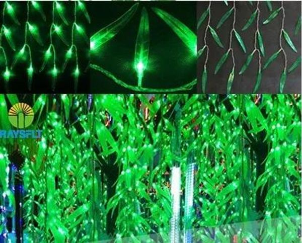 Cadenas holdiay luces 4mx0.6m Fiestas Fiestas Green Leaf NaviDad Corta Lucs Luces LED Decoraciones navideñas para casa AC 110V