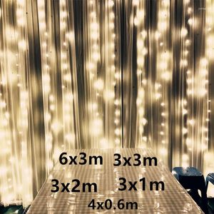 Strings Holiday Curtain Lights 6x3/3x3m LED Icicle String Fairy Christmas Decorations for Outdoor Home Wedding Party Garden Decor