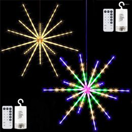 Strings Holiday Firework Led Lights String 8 Modi 112 Lleds 56leds RGB Fairy Meteor Lamp voor bruiloft kerstfeest Tuinpatio Decor