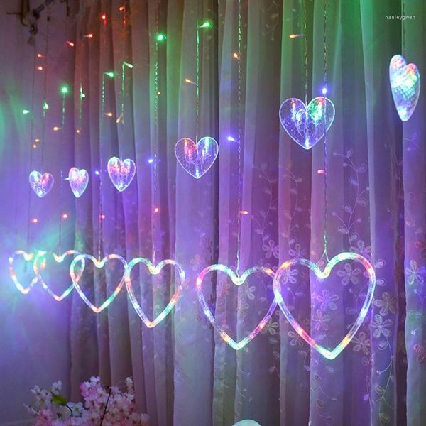 Cordes vacances guirlande lumineuse LED Flash coeur rideau guirlande lumières maison chambre fête décoration de noël