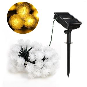 Cordes d￩coration int￩rieure Lumi￨re 5 / 7m Solaire Dandelion Fairy Lights Outdoor Termroproping Furry Snowball lampe de mariage de No￫l