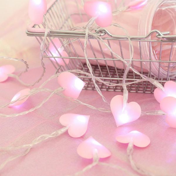 Cuerdas Lámpara Cadena Dormitorio Decoración Corazón rosa LED Niñas Dormitorio Adornos Habitación Lámparas de ambiente nocturno