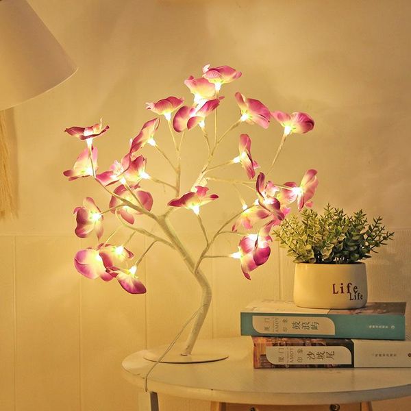 Cordes LED papillons artificiels Phalaenopsis branche lampe fille coeur chambre table de chevet veilleuse fleurs petite fleur LED