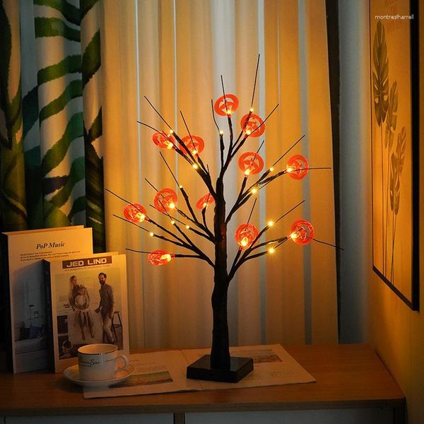 Cordes LED branche veilleuse Halloween cadeau citrouille chauve-souris bouleau arbre chambre chevet décoration