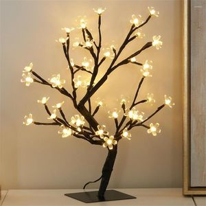 Cordes LED fleur de cerisier arbre veilleuse lampe de Table décoration chaude bonsaï fée bureau pour maison chambre fête ornement