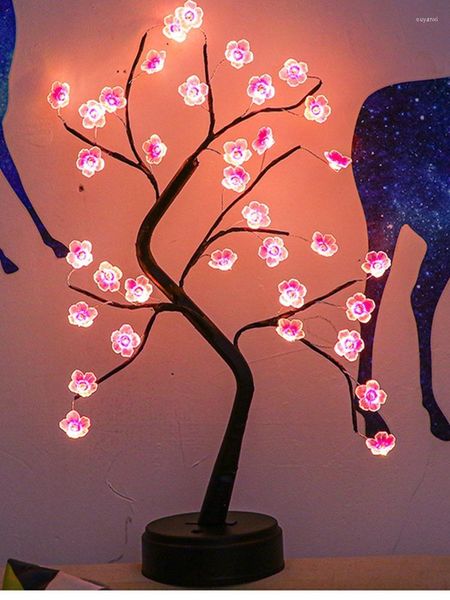 Cordes LED fleur de cerisier veilleuse pour la maison chambre décors lampe d'intérieur cadeau pour enfants arbre lumières USB alimenté luminaire