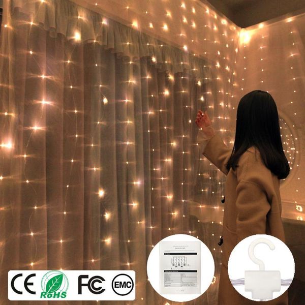 Cordes LED Rideau Guirlande Sur La Fenêtre USB Guirlandes Lumineuse Anneau Fée Feston Télécommande Année Décorations De Noël HomeLED