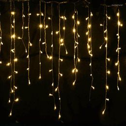 Strings LED Gordijn IJslicle String Lights 4m x 0,6m Waterdichte Outdoor Christmas Wedding Home Garden Party Decoratie Fairy