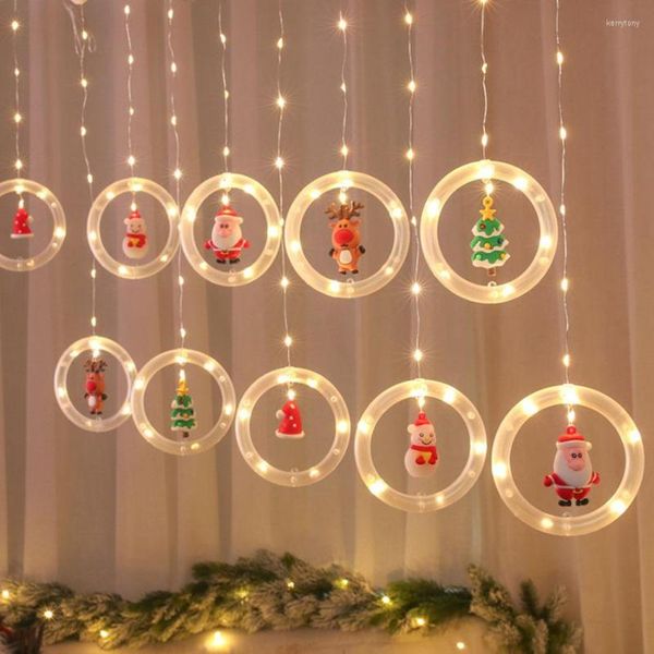 Cordes LED rideau lumière père noël cerf cloches noël fée guirlande lumières extérieur jardin fête de mariage année décor chaîne