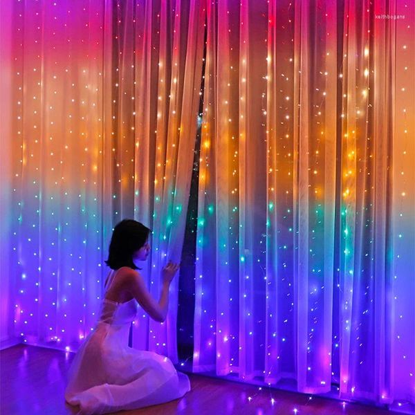 Luces de cortina LED de cuerdas Garland de hadas en la ventana USB Light String Tree Fiesta de bodas Decoración de la casa Festón