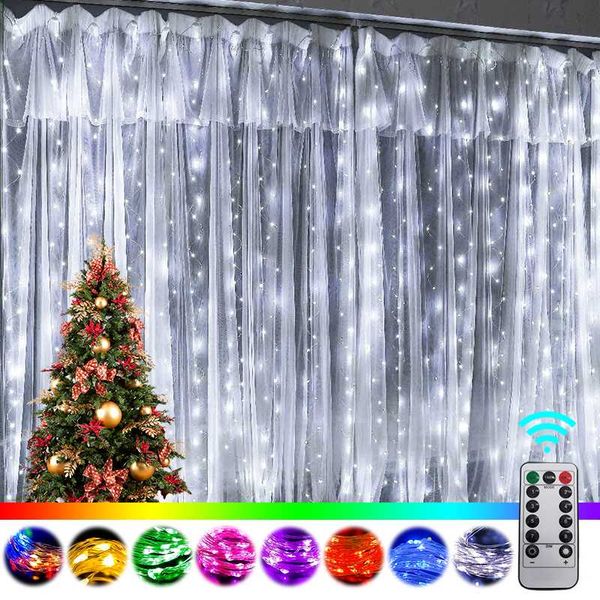 Cuerdas Led cortina luces Windows cadena guirnalda Hada decorativa para fiesta de Navidad dormitorio pared boda año vacaciones