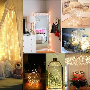 Cordes LED fée lumières fil de cuivre chaîne lumière vacances lampe extérieure guirlande pour arbre de noël décoration de fête de mariage ornement