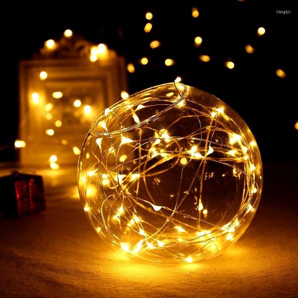 Strings LED fée lumières fil de cuivre chaîne 1/2/3/5/10M vacances lampe extérieure guirlande pour Navidad décoration d'arbre de noël année 2023