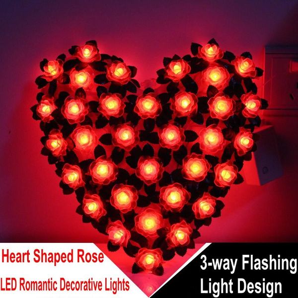 Cordes Led Fée Guirlande Lumineuse Rose En Forme De Coeur Pour Mariage Anniversaire Saint Valentin Fête Décoration Lampe Vacances LightLED