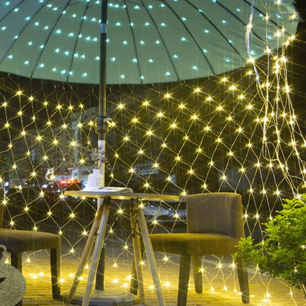 Cuerdas LED Fairy String Lights Net Net Tree Decoración de bodas Cortina de guirnaldas 6x4m 3x2m Vacaciones para la bombilla de dormitorio al aire libre