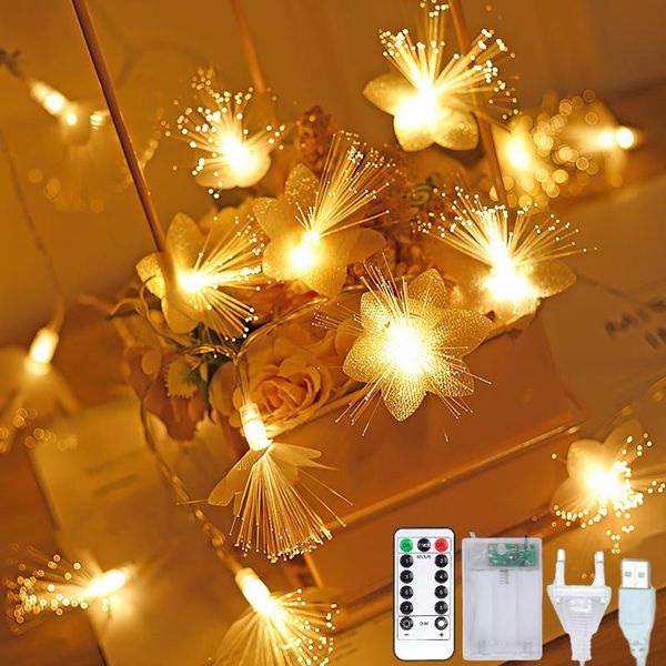 Cordes Led Guirlande Fibre Optique Fleur Guirlande Lumineuse 2022 Année Décor À La Maison Lampe Chambre Fée Jardin De Noël En Plein Air Partie Éclairage