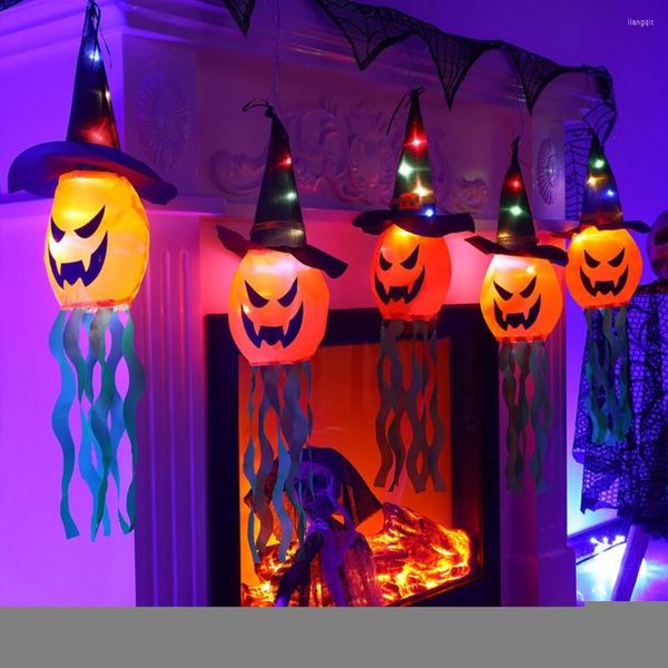 Cordes LED Halloween Decoration clignotant Lumi￨re String suspendue Ghost Festival Dress Up Wizard Hat Hat lampe Horror accessoires Home Decor