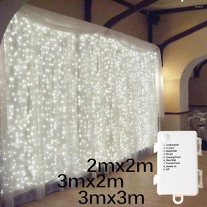 Cordes LED ICTICLE rideau batterie Box String Light Fairy Christmas Garland Année de mariage Room Home Room Patio Party Decor