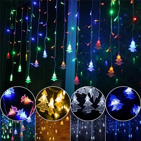 Cordes LED Glaçon Fée Guirlande Lumineuse De Noël Guirlande De Noce Lumières À Distance Extérieure Rideau Jardin Patio DecorLED