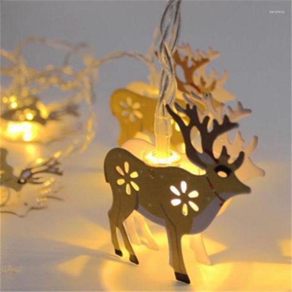 Cuerdas LED Hierro Pintado Serie de Navidad Cadena de luces Funciona con pilas Muñeco de nieve Campana Alce Fiesta Lámpara de vacaciones Guirnalda creativa para el hogar Deco