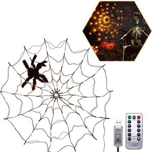 Chaînes lumière LED araignée Halloween étanche Orange lumières Web fée chaîne pour maison jardin thème décorationLED StringsLED