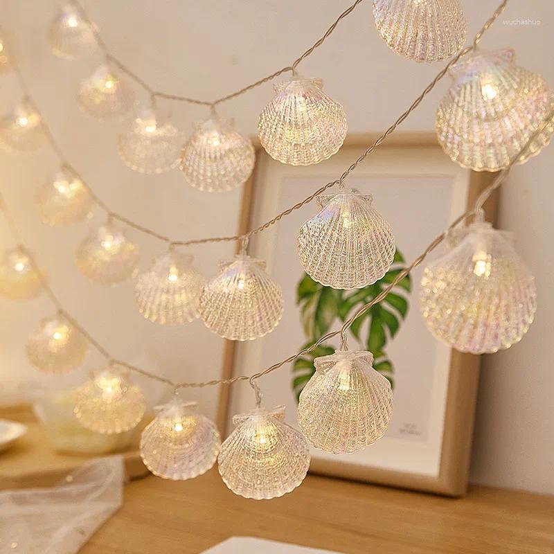 Strings LED Lights Sea Shell String Light Lampe de vacances pour la main intérieure extérieure arbre de Noël fête de mariage décoration de la maison batterie