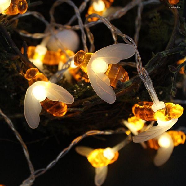 Cordes LED Lovely Bee Garland Lights String Outdoor Garden Lawn Fairy Holiday Battery Power est la fête de mariage décoration