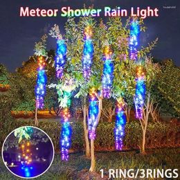 Cuerdas LED Meteor Lluvia Luces de lluvia Decoración navideña al aire libre Petardo Cadena Luz Nieve Cayendo Gota de lluvia Carámbano Hada