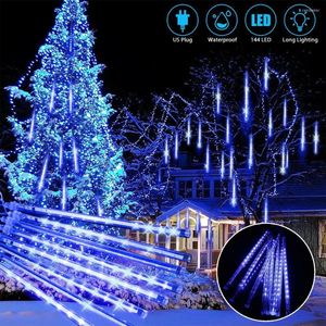 Cuerdas LED Lluvia de meteoros Luz de cadena de lluvia Impermeable Alto brillo para decoración de fiesta de jardín de Navidad al aire libre