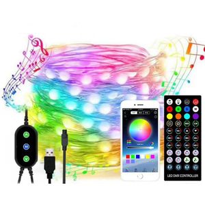 Strings LED Music Sync 5m 10m 20m Rgb Fairy String Light WS2812B SK6812 Pixels USB Adressable Individuellement Compatible BluetoothLED StringsL