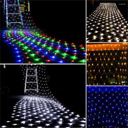 Strings LED-netgordijn Mesh Fairy String Light Kerstmis 1,5x1,5m EU 220V Feest Bruiloft Jaar Garland Outdoor Tuindecoratie