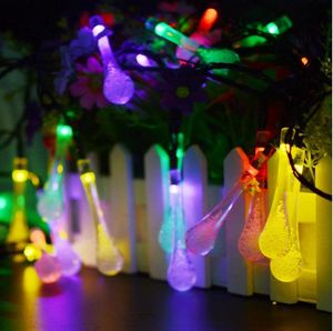 Strings Led Outdoor Solar Christmas Lights 6m 7m Water Dorp Ball String Warm Jaar Garland Holiday Wedding Party Decoratief verlicht