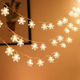 Cuerdas LED Copo de nieve Luces de cadena Nieve Hada Guirnalda Decoración para árbol de Navidad Año Habitación Día de San Valentín Funciona con batería