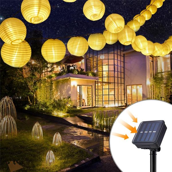 Cuerdas LED Guirnalda solar Linterna Festón Luz de hadas Cadena Iluminación al aire libre Lámparas de cadena Fiesta en el patio Fiesta Jardín Terraza Decoración LED