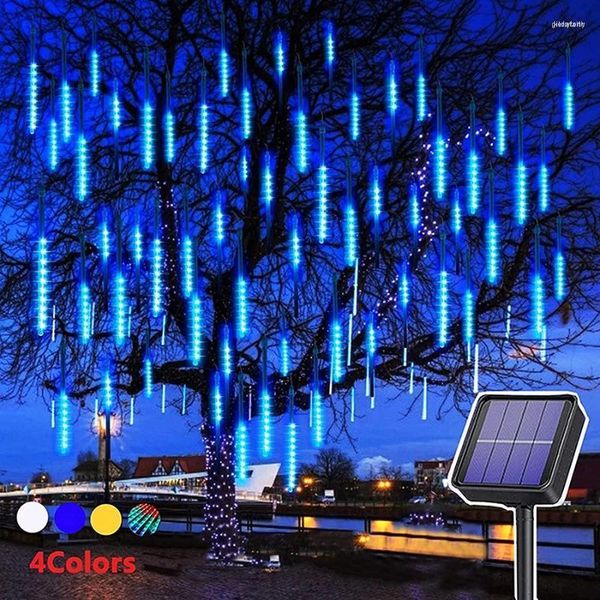 Cuerdas LED Solar Meteor Shower Rain Light 50cm 288LED Christmas Icicle Snow Falling Garland Outdoor Raindrop LightLED