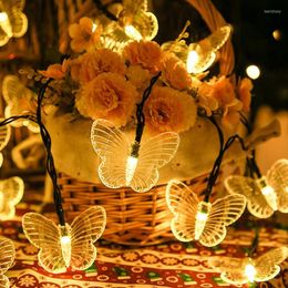 Strings LED Solar Powered Butterfly Fairy String Lights Outdoor Light slingers voor huistuindecoratiejaar 2022 Pasen Decor