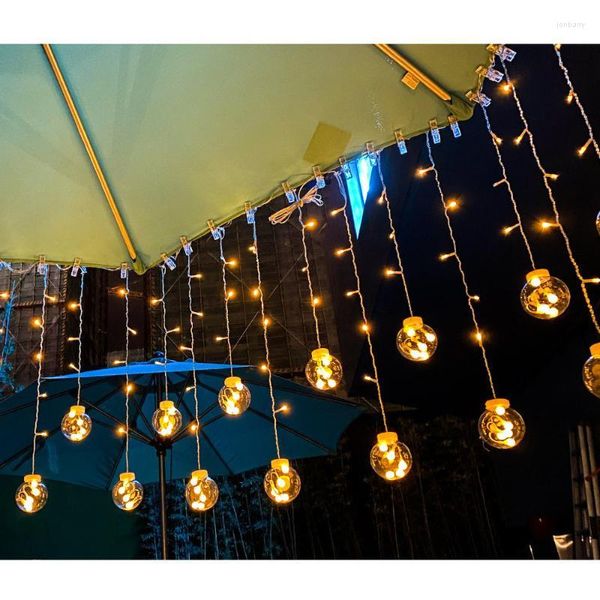 Cuerdas LED Luces de cortina con energía solar Amplificador interior impermeable; Decoración de jardín de hadas al aire libre Wishing Ball String LightsLED LEDLED