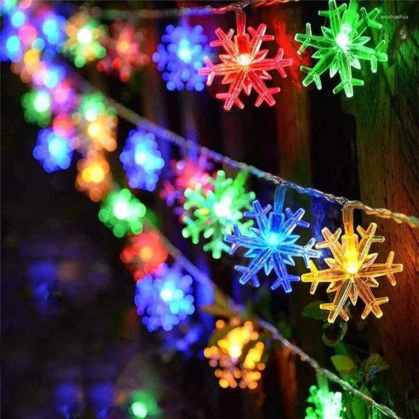 Cadenas LED solar copo de nieve Cadena de luz de color 5m 20 luces Patio Decoración de vacaciones al aire libre Ambiental