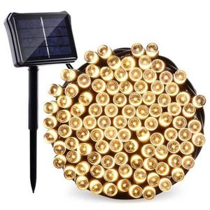 Strings LED Solar String Lamp voor Garden Waterdichte Outdoor Lighting 52m 7m 12m 22m 6V Kerstmis Kerstmis Decoratie Fairy Battery Battery