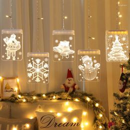 Strings Led Star Lights Room Layout Kerst decoratieve 3D Hangende oude man Modellering Gordijn Ice Light String