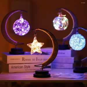 Cuerdas Led estrella/luna/manzana/Sepak Takraw regalos de navidad luces de hadas cuerda hecha a mano lámpara de noche para decoración de fiesta de habitación de niños