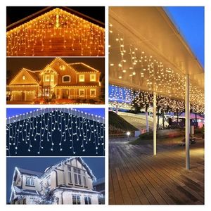 Cordes LED Rue Guirlande Sur La Maison Décoration De Noël Pour La Maison En Plein Air Rideau Glaçon Fée Lumières Hiver Droop 0.3-0.5mLED