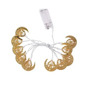 Strings LED String Light Ramadan Hanger Ornament Star Moon Fairy Eid Mubarak Decoratie vakantie verlichting